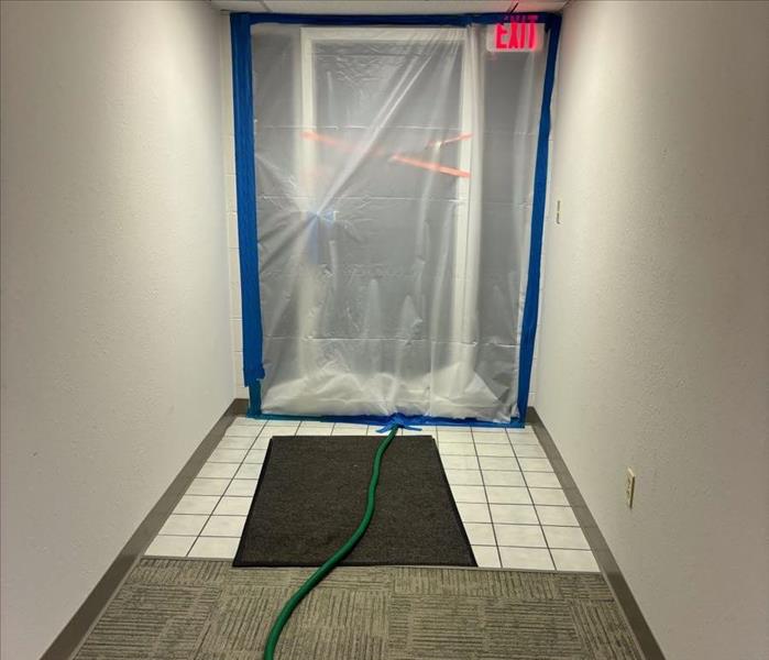 A containment set by SERVPRO to create a barrier separating affected area from unaffected
