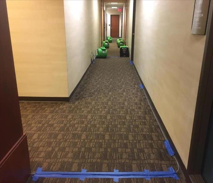 SERVPRO drying equipment in commercial building