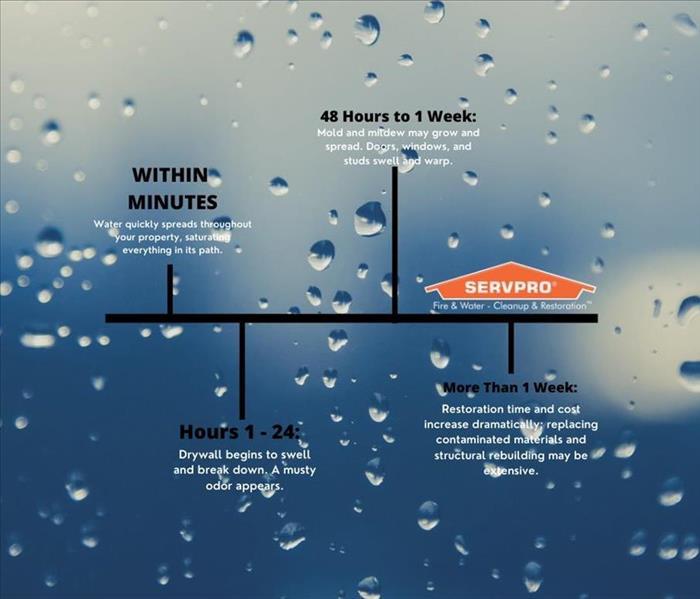 SERVPRO water damage timeline chart minutes up to a week